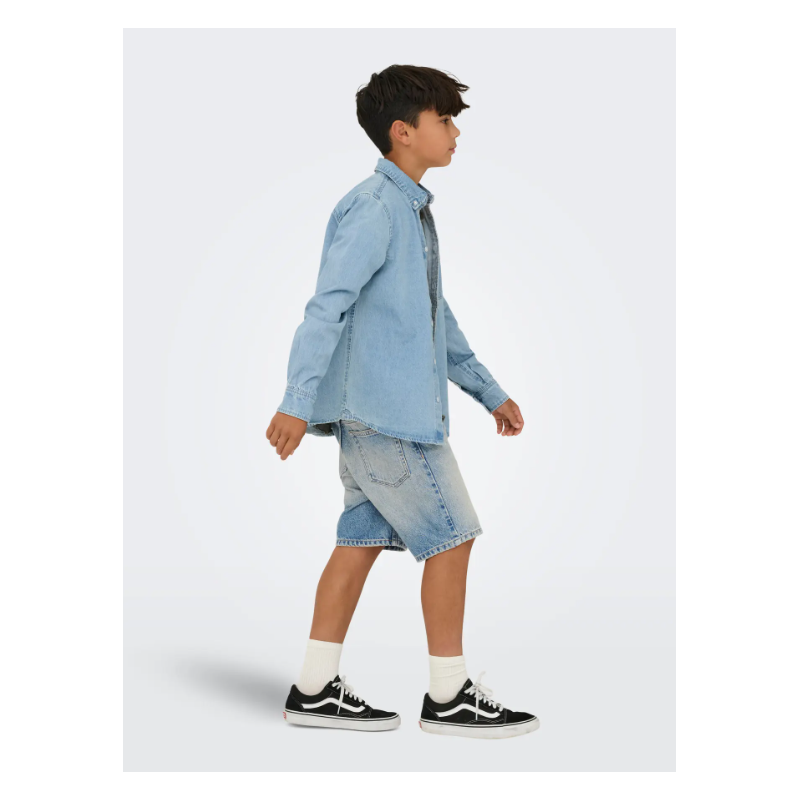 ONLY & SONS JUNIOR Edge tint denim shorts - Medium Blue Denim TINTED