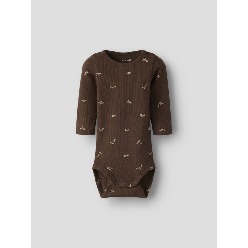 NAME IT BABY Frino langærmet body - Rocky Road