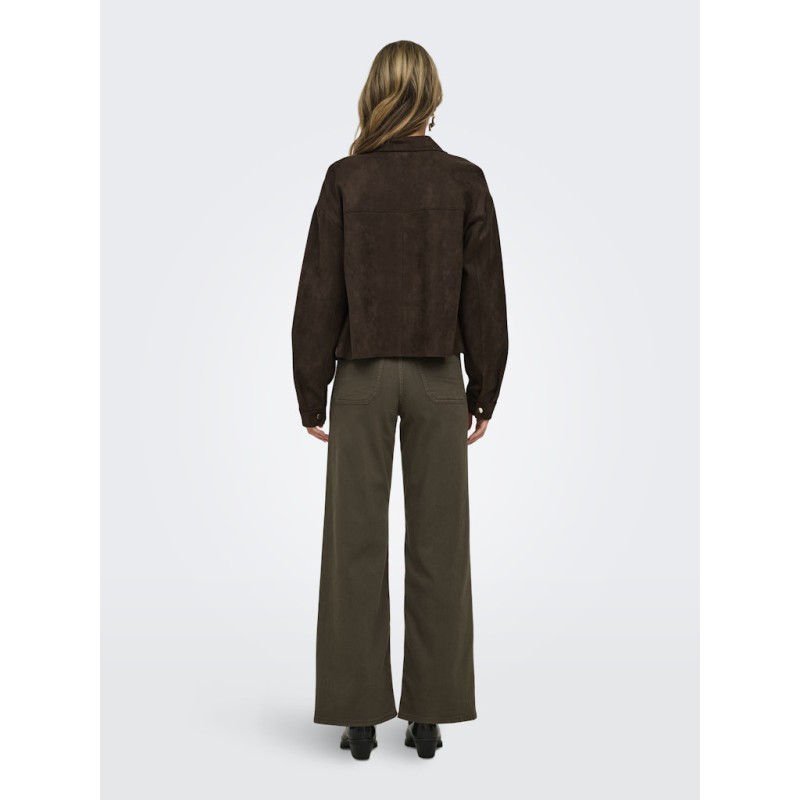 JDY Julle langærmet fake suede skjorte - Coffee Bean