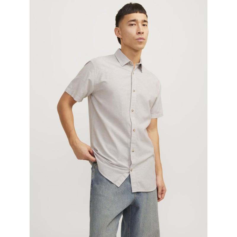 JACK & JONES Summer Hør S/S Skjorte - Crockery
