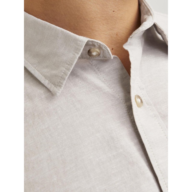 JACK & JONES Summer Hør S/S Skjorte - Crockery