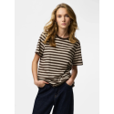 PIECES Ria kortærmet multicolor stribet T-shirt - Hot Fudge W. Silver grey
