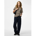 PIECES Ria kortærmet multicolor stribet T-shirt - Hot Fudge W. Silver grey