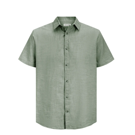 JACK & JONES Sommer kortærmet hør skjorte - New Sage