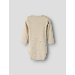 NAME IT Baby Ferini langærmet x-slim bodystocking - Cement