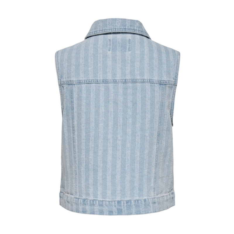 ONLY Crista stripe jaq denim vest - Light Blue Denim