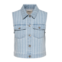 ONLY Crista stripe jaq denim vest - Light Blue Denim