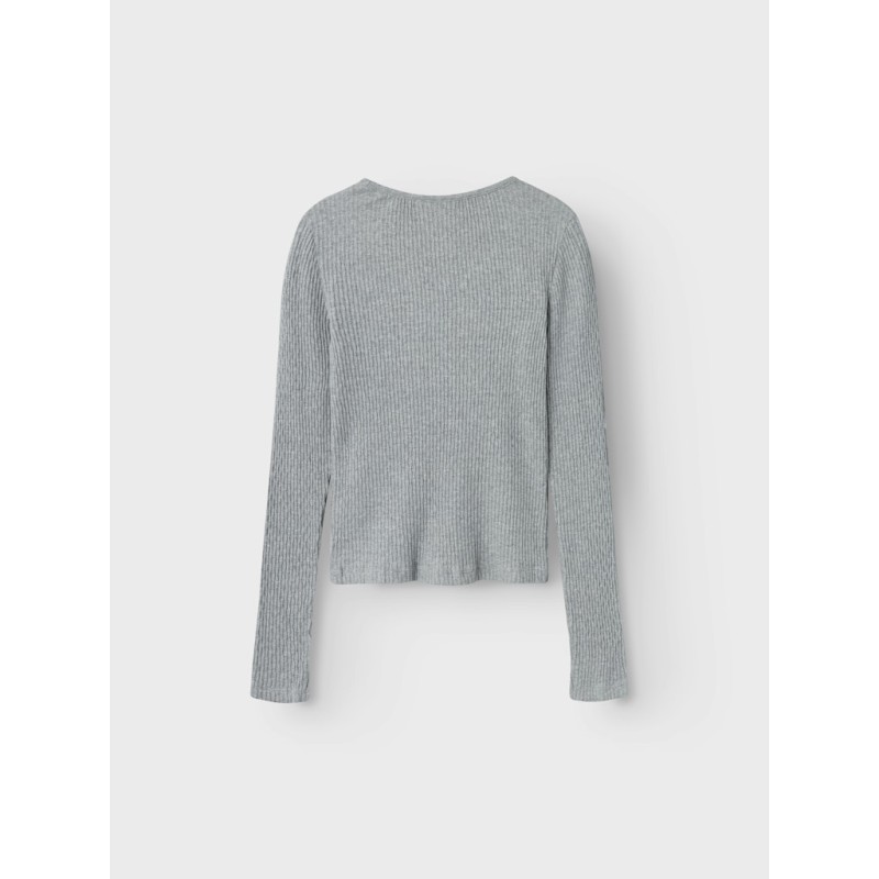 LMTD Ninusa langærmet u-hals bluse - Grey Melange