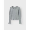 LMTD Ninusa langærmet u-hals bluse - Grey Melange