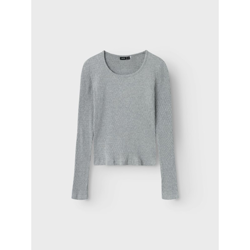 LMTD Ninusa langærmet u-hals bluse - Grey Melange