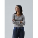 LMTD Ninusa langærmet u-hals bluse - Grey Melange