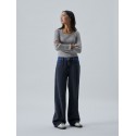LMTD Ninusa langærmet u-hals bluse - Grey Melange