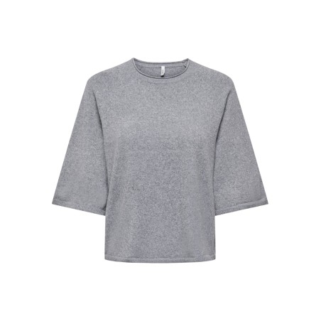 ONLY Loyal 2/4 kortærmet strik - Light Grey Melange
