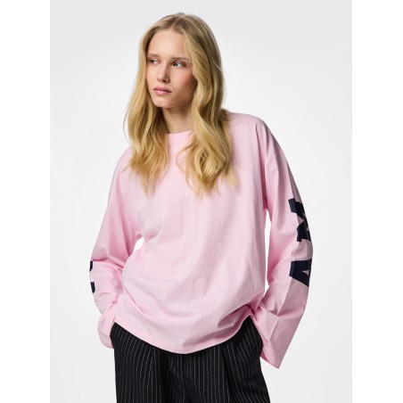 PIECES Ria Fany langærmet t-shirt - Roseate Spoonbill