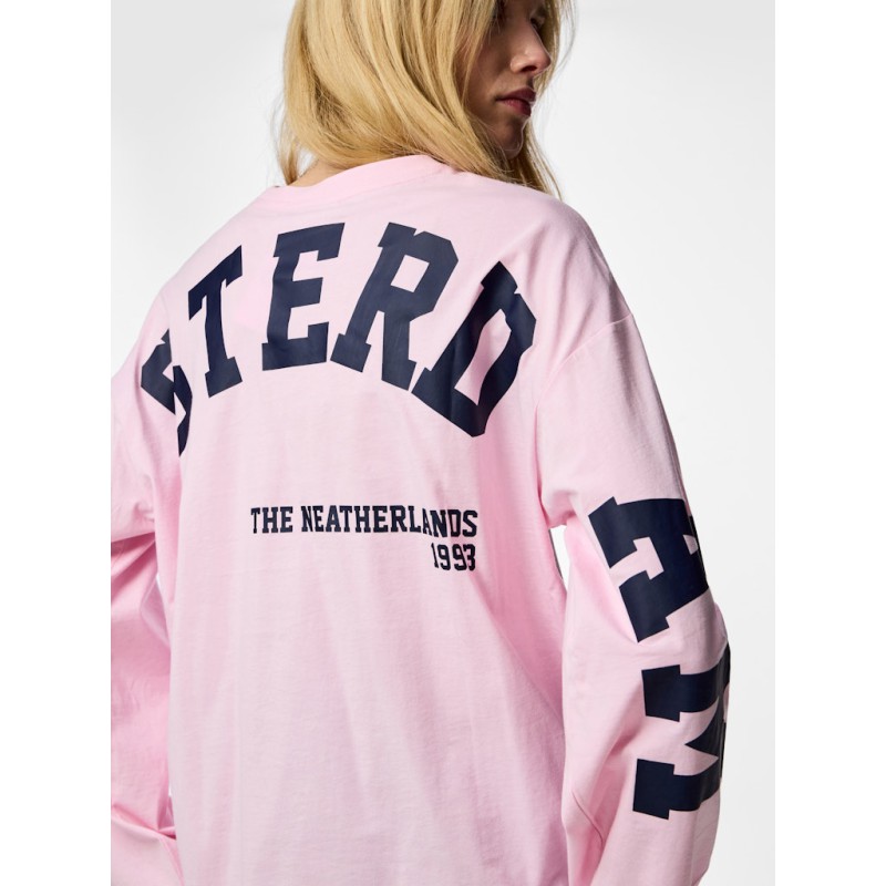PIECES Ria Fany langærmet t-shirt - Roseate Spoonbill