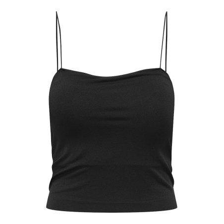 ONLY Bella sømløs vatteret crop top - Sort