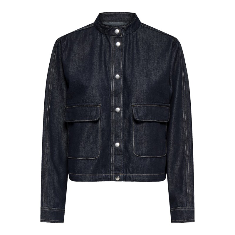 JDY Sansa Bubble Hem langærmet jakke - Dark Blue Denim