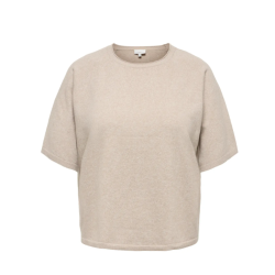 ONLY CARMAKOMA Loyal 2/4 rund hals pullover - Beige Melange