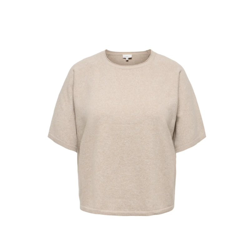 ONLY CARMAKOMA Loyal 2/4 rund hals pullover - Beige Melange