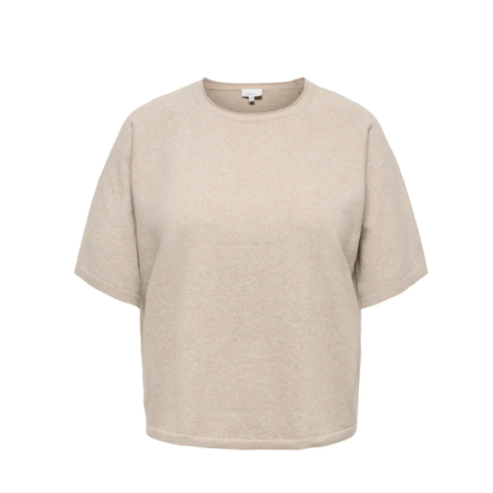 ONLY CARMAKOMA Loyal 2/4 rund hals pullover - Beige Melange