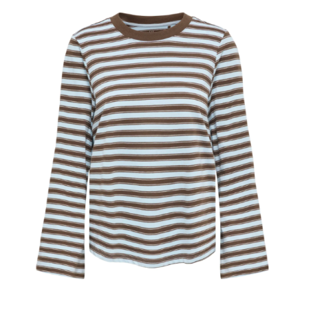 ONLY Luna Happe langærmet stribet t-shirt - Skyway / Vanilla Ice