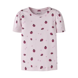 NAME IT Mini Haline kortærmet x-slim top - Cradle Pink