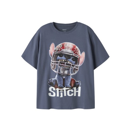 NAME IT Kids Julix Stitch kortærmet T-shirt - Vintage Indigo