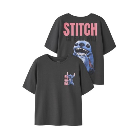 NAME IT Kids Jynin Stitch kortærmet T-shirt - Black Oyster