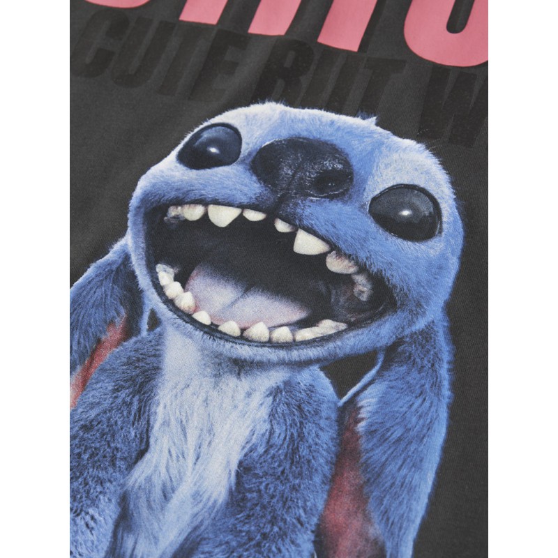 NAME IT Kids Jynin Stitch kortærmet T-shirt - Black Oyster