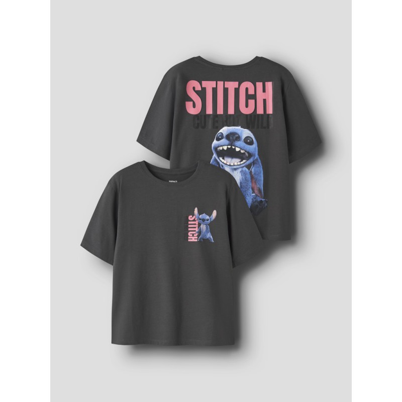 NAME IT Kids Jynin Stitch kortærmet T-shirt - Black Oyster