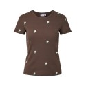 PIECES May kortærmet broderet T-shirt - Hot Fudge