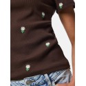 PIECES May kortærmet broderet T-shirt - Hot Fudge