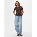 PIECES May kortærmet broderet T-shirt - Hot Fudge