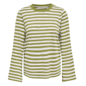 ONLY Luna Happe langærmet stribet t-shirt - Avocado / Potting