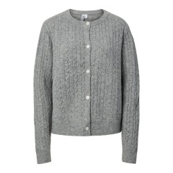 PIECES Langærmet kabel strikket cardigan - Medium Grey Melange