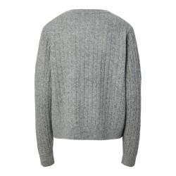 PIECES Langærmet kabel strikket cardigan - Medium Grey Melange