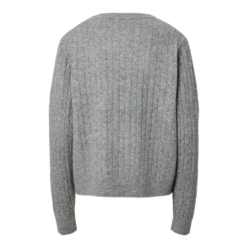 PIECES Langærmet kabel strikket cardigan - Medium Grey Melange