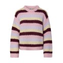 PIECES Dorthea langærmet chunky strik - Roseate Spoonbill / Stripes