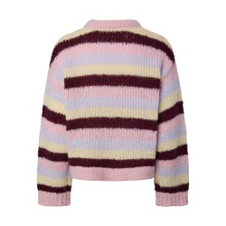 PIECES Dorthea langærmet chunky strik - Roseate Spoonbill / Stripes