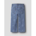 NAME IT Mini Rose brede printet jeans - Medium Blue Denim