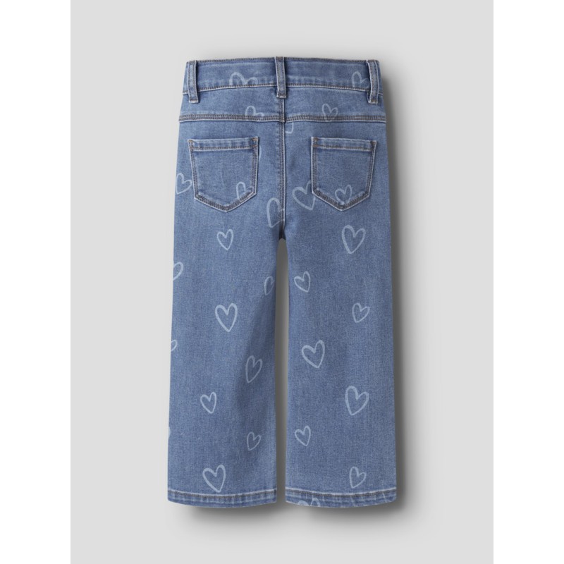 NAME IT Mini Rose brede printet jeans - Medium Blue Denim