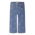 NAME IT Mini Rose brede printet jeans - Medium Blue Denim