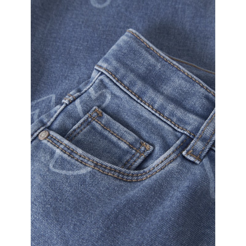 NAME IT Mini Rose brede printet jeans - Medium Blue Denim