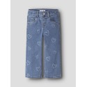 NAME IT Mini Rose brede printet jeans - Medium Blue Denim