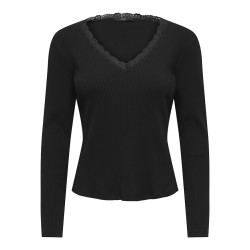 ONLY Sara Sharai langærmet top - Sort
