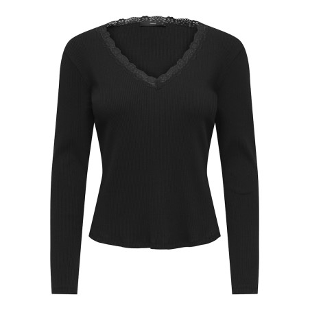ONLY Sara Sharai langærmet top - Sort
