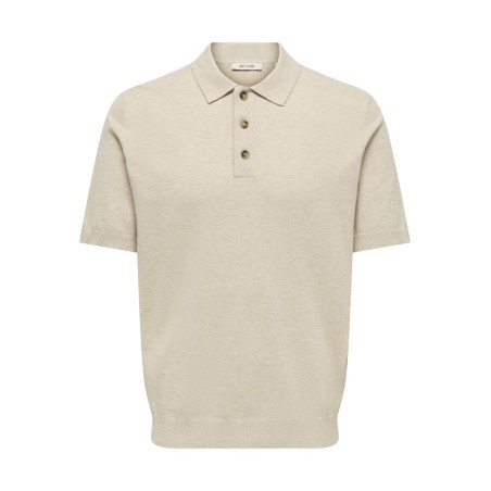 ONLY & SONS Loui Regular Strik Polo - Oatmeal Melange