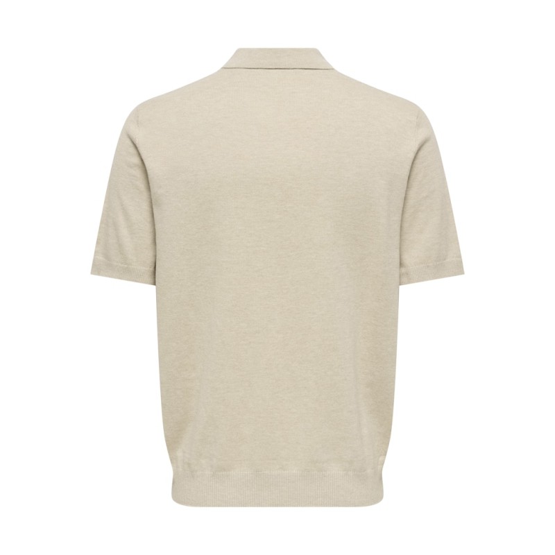 ONLY & SONS Loui Regular Strik Polo - Oatmeal Melange