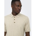 ONLY & SONS Loui Regular Strik Polo - Oatmeal Melange