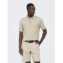 ONLY & SONS Loui Regular Strik Polo - Oatmeal Melange